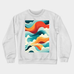 Ephemeral Crests: Hokusai Waves Reimagined Crewneck Sweatshirt